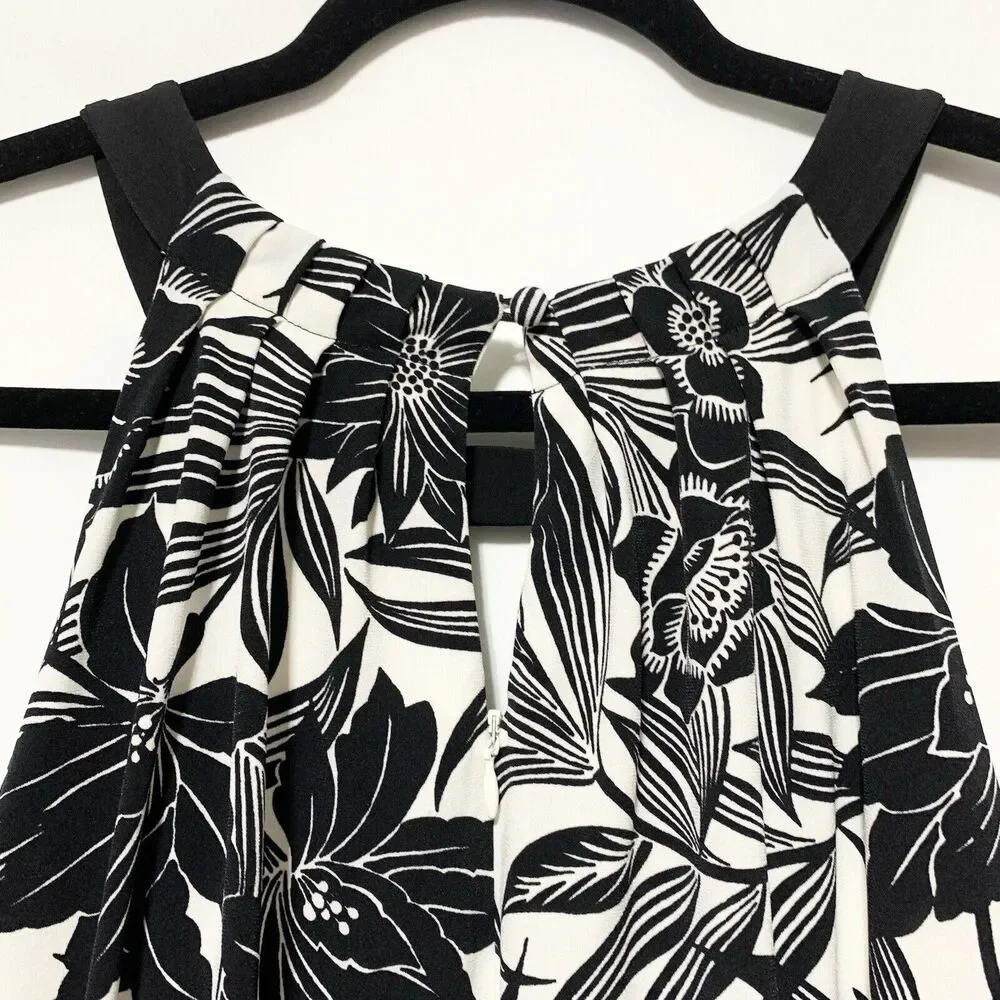 Chico’s Size 3 Marissa Jumpsuit Sleeveless Black White Graphic Floral Size XL 16 - Picture 9 of 16